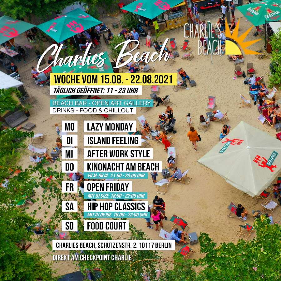 Charlies Beach Eventprogroamm vom 09.-15.08.2021